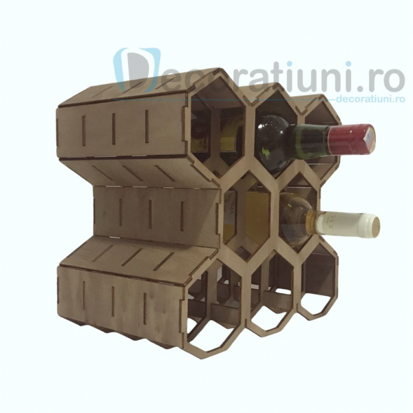 Suport pentru sticle de vin din lemn - model fagure [2]
