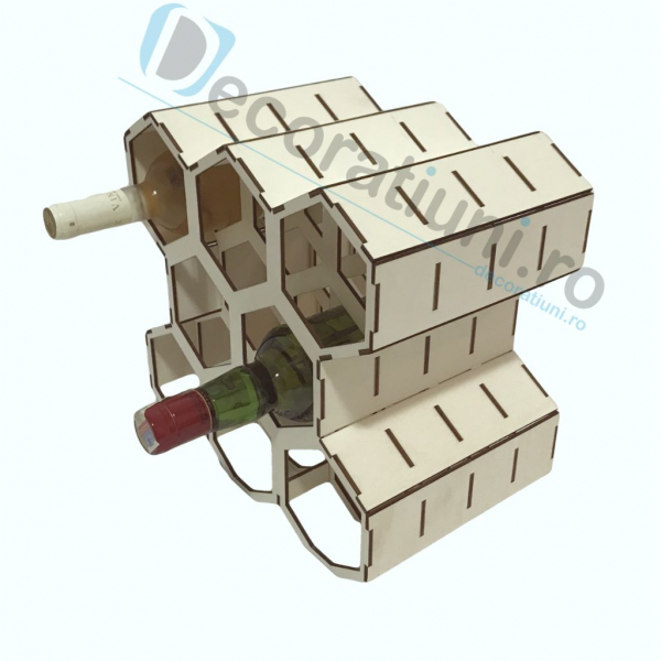 Suport pentru sticle de vin din lemn - model fagure [3]