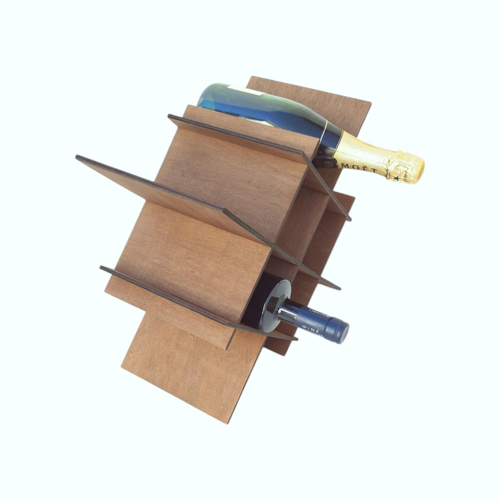 Suport sticle vin din lemn, maro, 6 sticle [10]