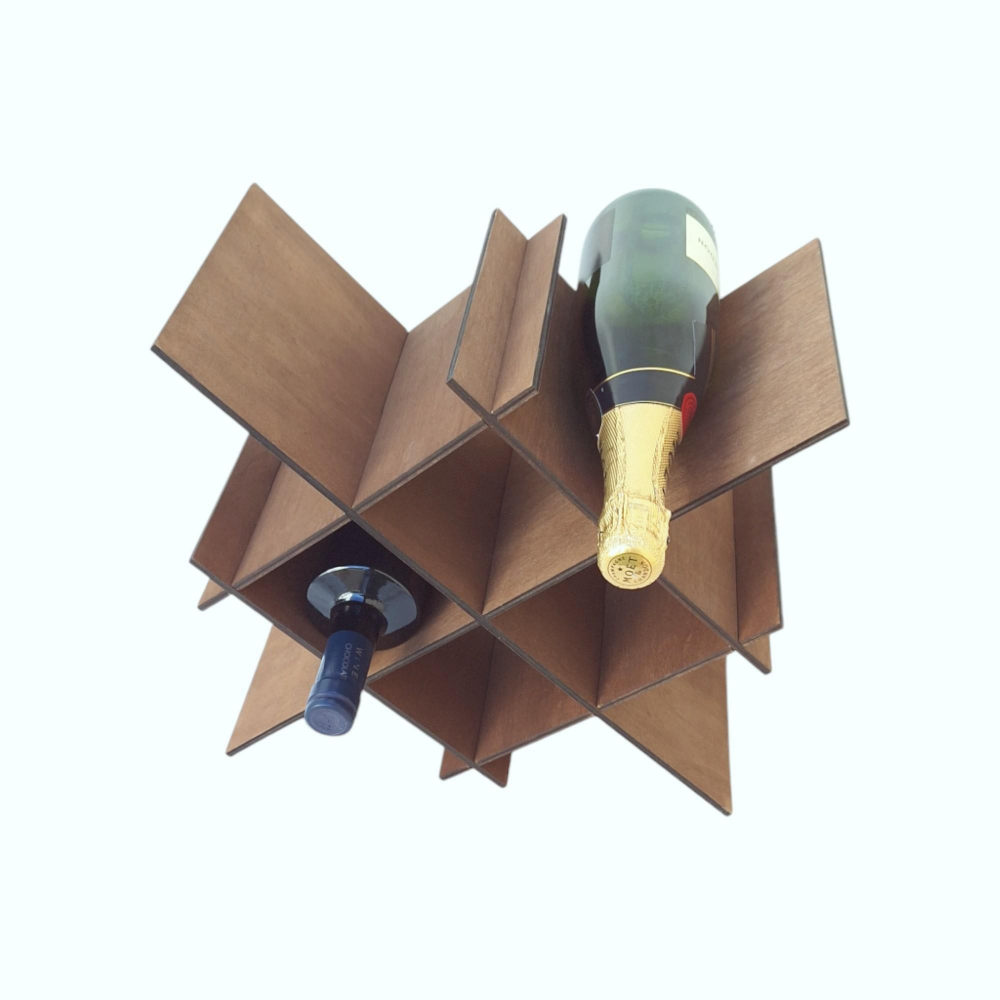 Suport sticle vin din lemn, maro, 6 sticle [9]