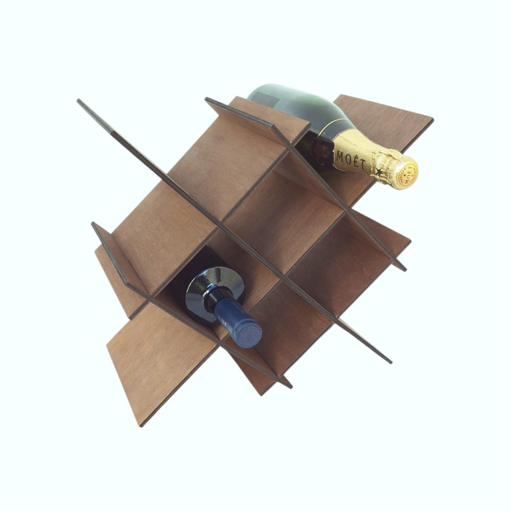 Suport sticle vin din lemn, maro, 6 sticle [8]