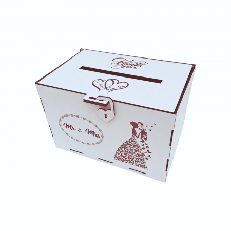 Cutie dar pentru miri, model fluturi, alb, HDF, 30x20x20cm [6]