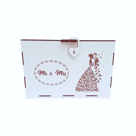 Cutie dar pentru miri, model fluturi, alb, HDF, 30x20x20cm [1]
