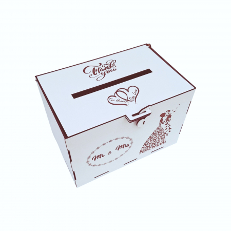 Cutie dar pentru miri, model fluturi, alb, HDF, 30x20x20cm [3]