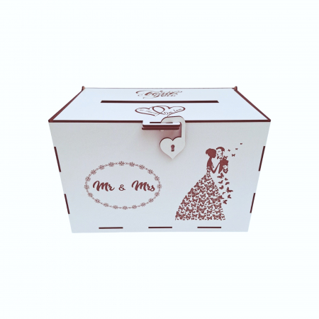 Cutie dar pentru miri, model fluturi, alb, HDF, 30x20x20cm [5]