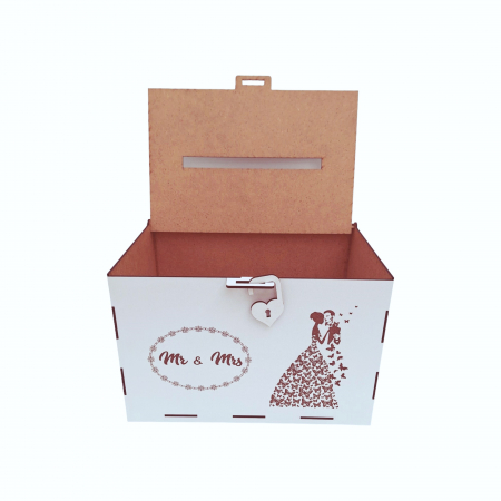 Cutie dar pentru miri, model fluturi, alb, HDF, 30x20x20cm [9]