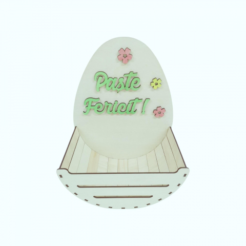 Cosulet pentru oua din lemn, paste fericit, 25x16x33CM [5]