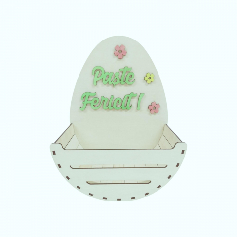 Cosulet pentru oua din lemn, paste fericit, 25x16x33CM [3]