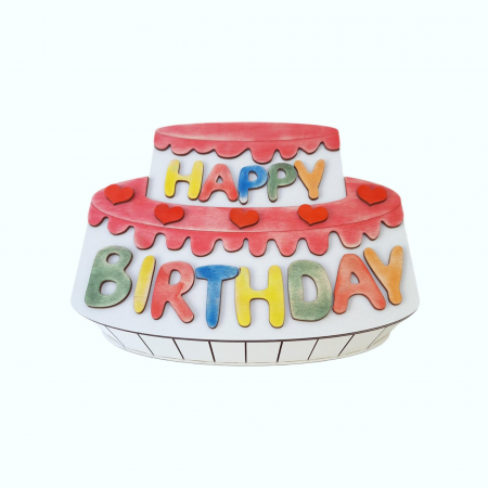 Cutii cadou copii - Cutie cadou din lemn, model tort, 32x26x9cm