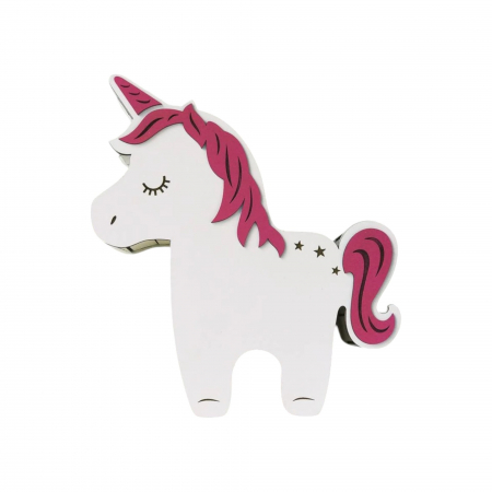 Cutii cadou copii - Cutie cadou din lemn, model unicorn, 30x31x9cm