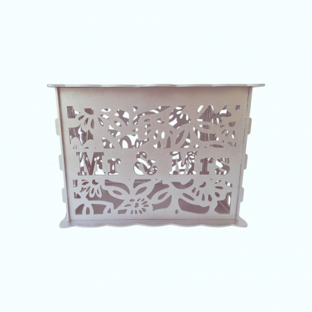 Cutie dar nunta pentru plicuri, HDF, argintiu, 30x24x22.5CM [3]