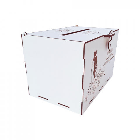 Cutie dar miri din MDF vopsit alb, model cuplu romantic, 30x20x20cm [5]