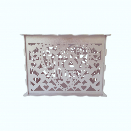 Cutii dar nunta - Cutie de bani pentru cununia civila din HDF, argintiu, 30x24x22.5CM