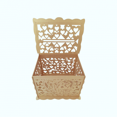 Cutie de bani pentru cununia civila din HDF, auriu, 30x24x22.5CM [6]