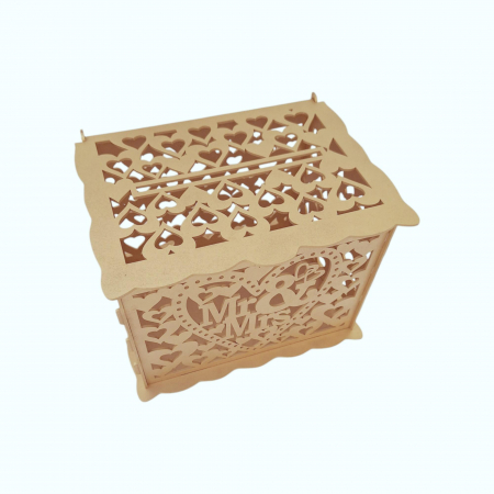 Cutie de bani pentru cununia civila din HDF, auriu, 30x24x22.5CM [1]
