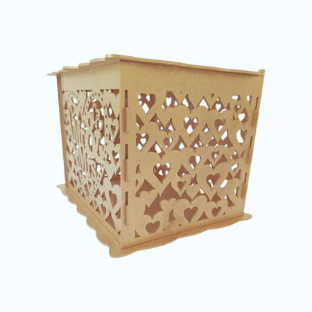 Cutie de bani pentru cununia civila din HDF, auriu, 30x24x22.5CM [7]