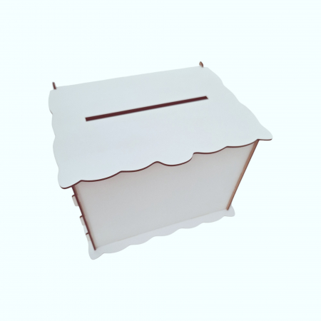 Cutii dar botez - Cutie de bani pentru nunta sau botez, HDF alb, 30x24x22,5cm