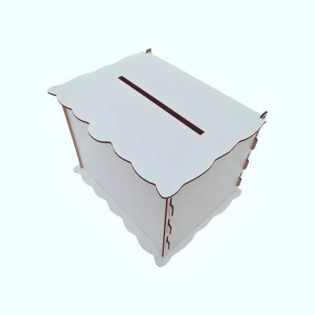 Cutie de bani pentru nunta sau botez, HDF alb, 30x24x22,5cm [7]