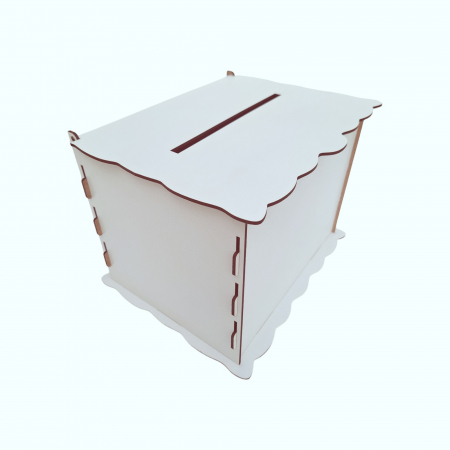 Cutie de bani pentru nunta sau botez, HDF alb, 30x24x22,5cm [5]