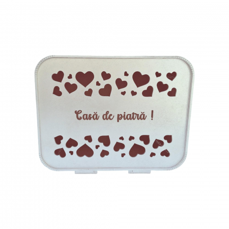 Cutii dar nunta - Cutie bani pentru nunta, casa de piatra, HDF, argintiu, 26x16x20cm