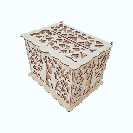 Cutie de dar pentru nunta, cerere in casatorie, lemn, 30x24x22.5cm [6]