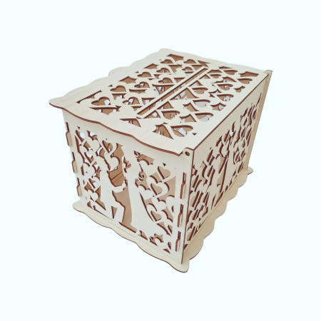 Cutie de dar pentru nunta, cerere in casatorie, lemn, 30x24x22.5cm [5]