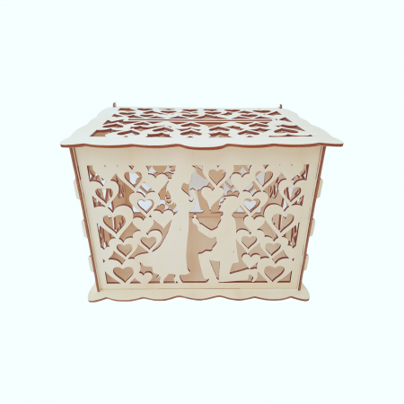 Cutie de dar pentru nunta, cerere in casatorie, lemn, 30x24x22.5cm [1]