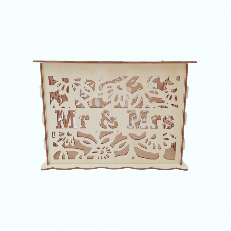 Cutii dar nunta - Cutie din lemn pentru dar de nunta, Mr & Mrs, 30x24x22.5cm