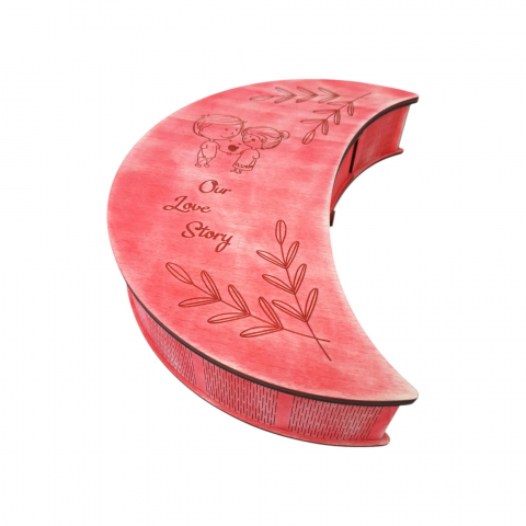Cutie din lemn pentru poze si memorie USB, roz vintage, 37x25x7CM [1]