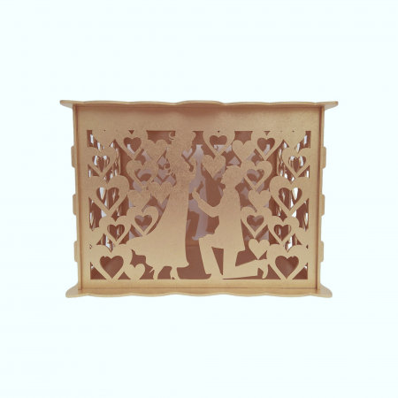 Cutie pentru plicuri dar de nunta, HDF, auriu, 30x24x22.5CM [6]