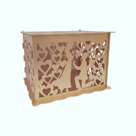 Cutie pentru plicuri dar de nunta, HDF, auriu, 30x24x22.5CM [7]