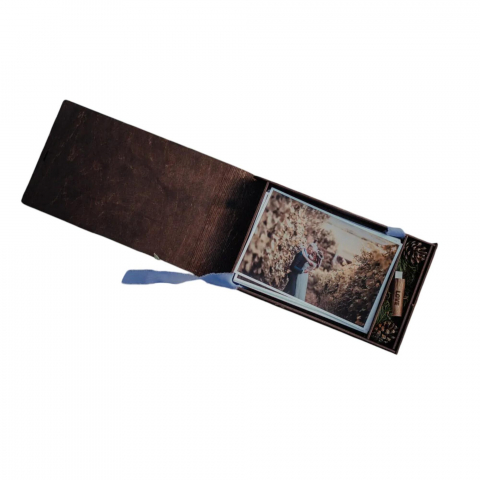 Cutii pentru poze si stick usb nunta - Cutie din lemn pentru stick si poze, personalizata, tip carte - 25x13x3.5CM