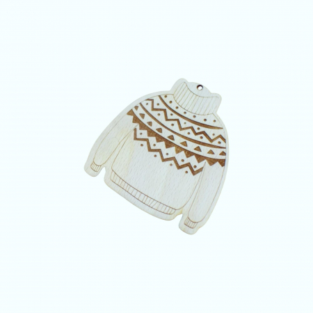 Glob de Craciun din lemn, model pulover traditional, 10x9x0.4cm [1]