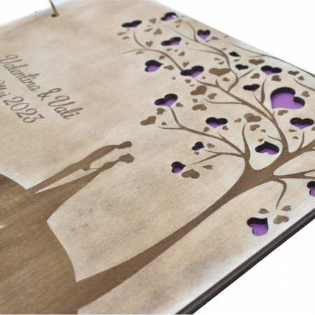 Guestbook din lemn personalizat, guestbook nunta - model romantic weeding [5]