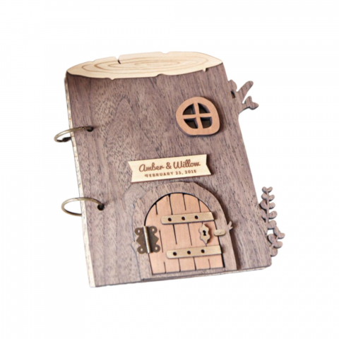 Guestbook nunta din lemn personalizat - model casuta din copac [6]
