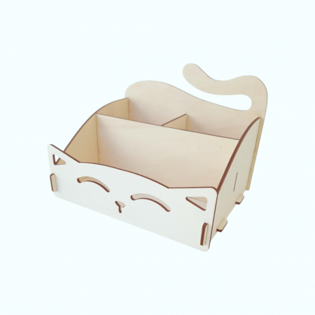 Organizator birou din lemn, model pisica, 20x15x15cm [2]