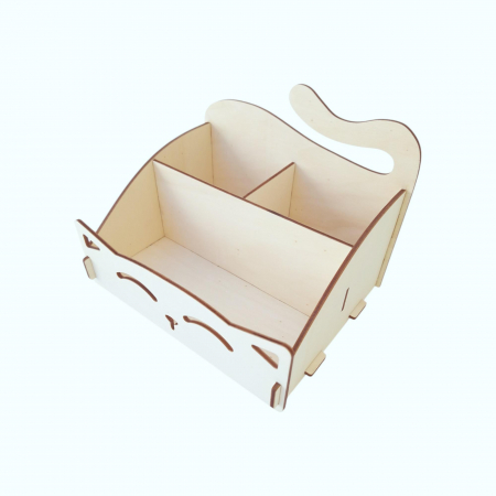 Organizator birou din lemn, model pisica, 20x15x15cm [6]