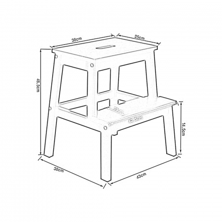 Scaun inaltator cu 2 trepte, lemn fag, alb, 43x39x50cm [2]