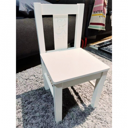 Scaun pentru copii din lemn masiv culoare alb [1]