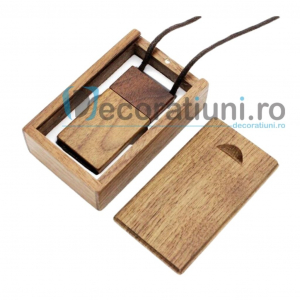 Cutii pentru stick usb botez - Stick usb cu snur si cutie personalizata - lemn nuc