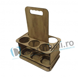 Suport din lemn cu maner pentru 6 sticle [3]