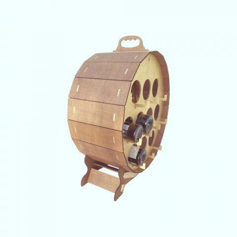Suport din lemn pentru 10 sticle de vin, maro-auriu, 57x30x63CM [5]