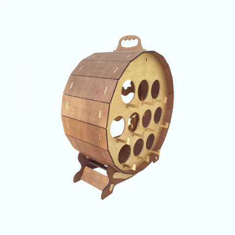 Suport din lemn pentru 10 sticle de vin, maro-auriu, 57x30x63CM [9]