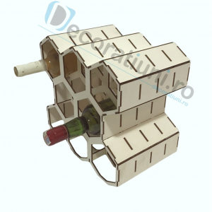 Suport pentru sticle de vin din lemn - model fagure [2]