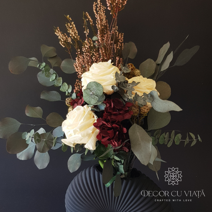Buchet trandafiri criogenati alb champagne [3]