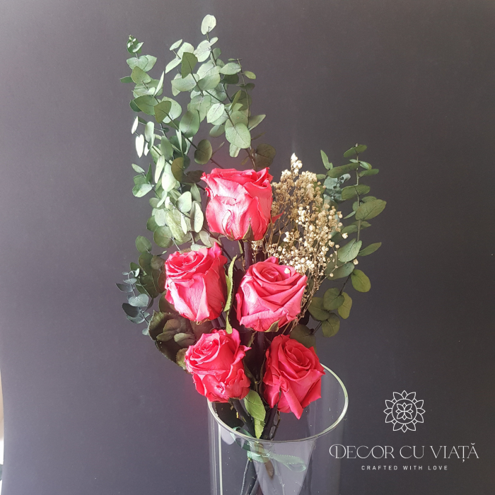 Buchet trandafiri criogenati dark pink [2]