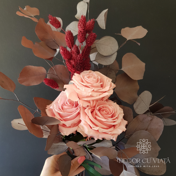 Buchet trandafiri criogenati pink pastel [4]
