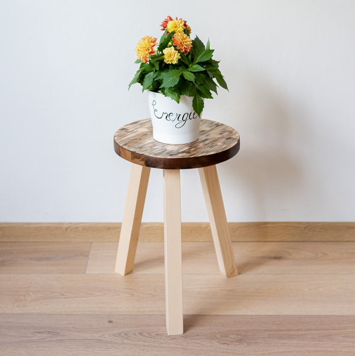 Mini suport pentru ghivece cu flori, rotund, lemn masiv [1]