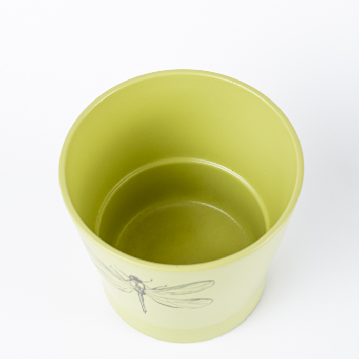 Ghiveci verde de ceramica cu ilustratia unei libelule [3]