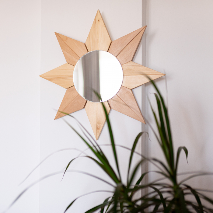 Oglindă decorativă "Floarea Soarelui" cu ramă din lemn masiv [6]